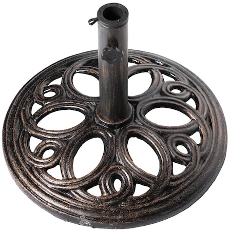 Gardenised Decorative Cast Iron Patio Umbrella Base, 24 lbs Round QI003817